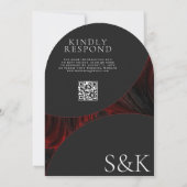Maroon Minimal Elegante Muslim QR Code Arch Weddin Einladung (Rückseite)
