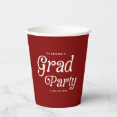 Maroon Minimal Retro Abschluss Papieraufkleber Pappbecher (Vorderseite)