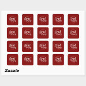 Maroon Minimal Retro Abschluss Square Sticker (Blatt)