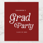 Maroon Minimal Retro Abschluss Weinkarte Weinetikett (Einzelnes Label)