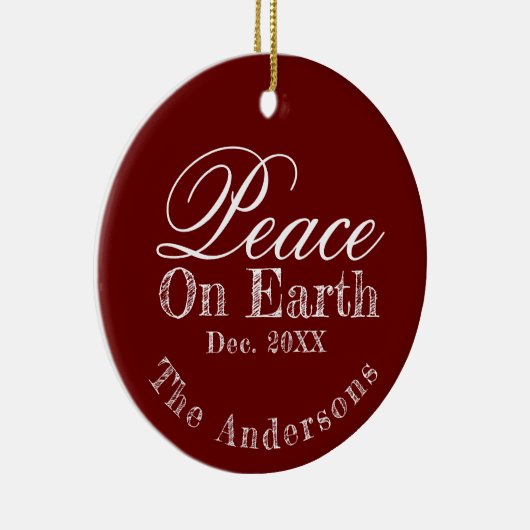 Maroon Minimalistisch Weltfrieden Ornament (Rechts)