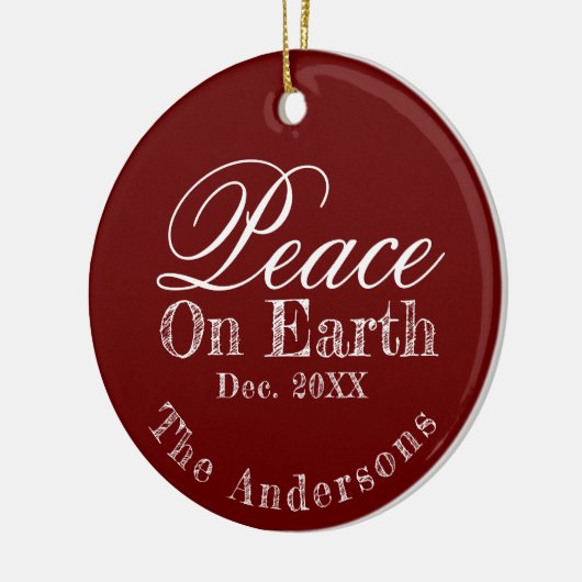 Maroon Minimalistisch Weltfrieden Ornament (Links)