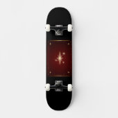 Maroon mit goldenen Sternen Skateboard (Vorderseite)
