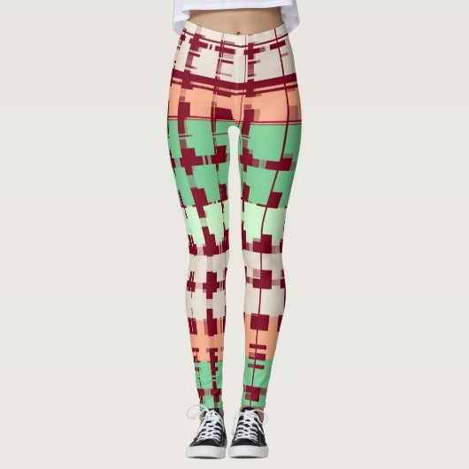 Maroon mit Pastellfarben Leggings (Vorderseite)