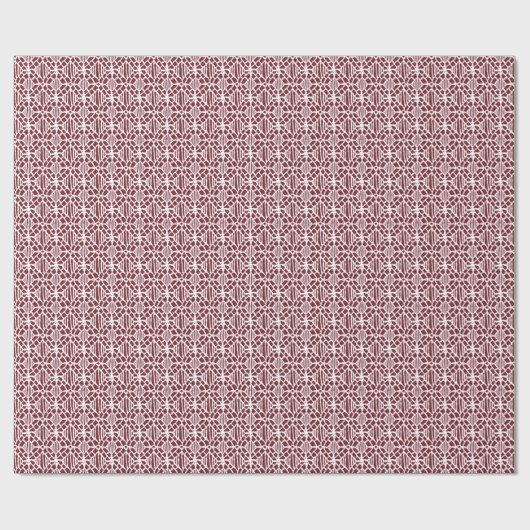 Maroon mit weißem Crochet-Spitzenmuster Geschenkpapier (Flach)