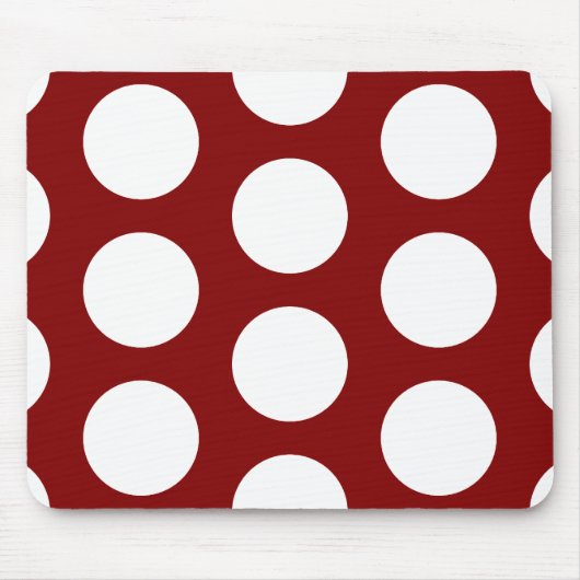 Maroon mit weißen Polka Dots Mousepad (Vorne)