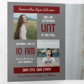 Maroon Modern Block 5-Foto-Abschluss Dreifach Gefaltete Einladung (Innen Erste Seite)