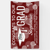 Maroon Modern Bubbles Glückwunschs Grad Abschluss Banner (Vertikal)