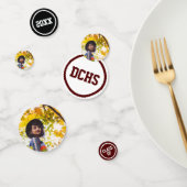 Maroon Modern Circles Foto Abschluss Konfetti (Gruppe)