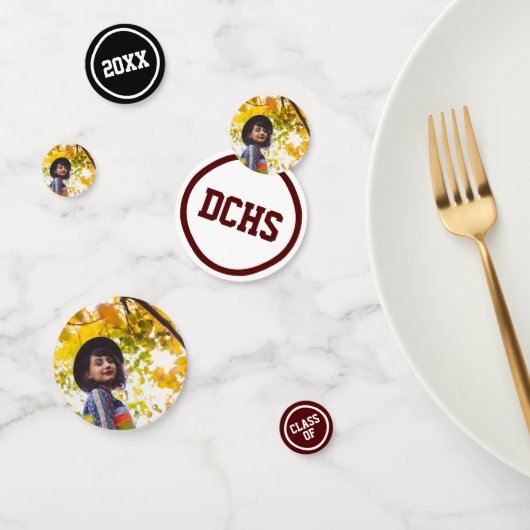 Maroon Modern Circles Foto Abschluss Konfetti (Gruppe)