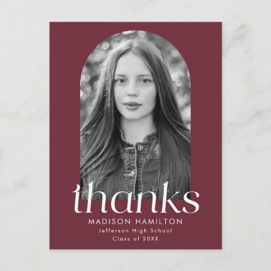 Maroon Modern Minimalistischer Abschluss Vielen Da Postkarte (Vorderseite)