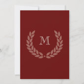 Maroon Monogram Wreath Classic Uni-Abschluss Einladung (Rückseite)
