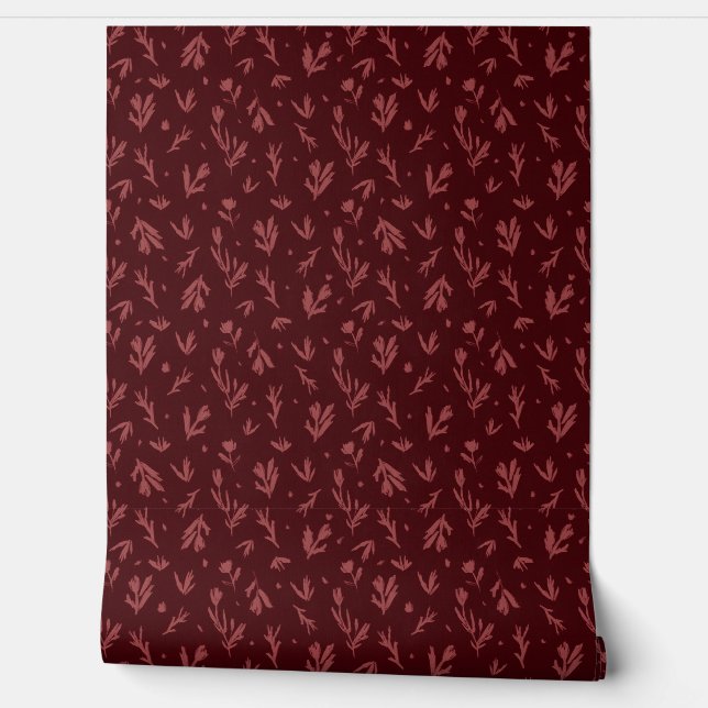 Maroon Moody Hand Drawn Vintag Peel-Kleber Tapete (Abrollen)