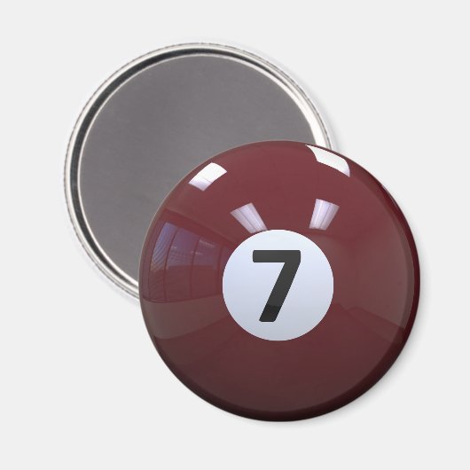 Maroon Nr. 7 Billiard Pool Ball Magnet (Vorderseite/Rückseite)