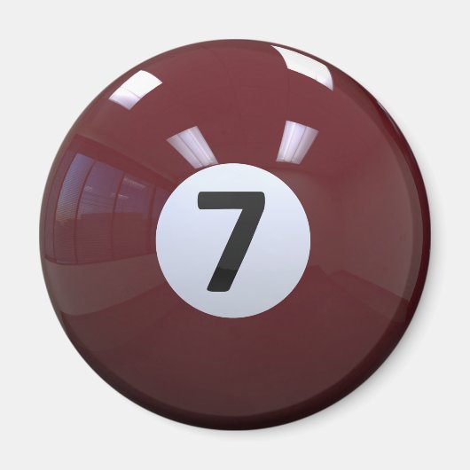 Maroon Nr. 7 Billiard Pool Ball Magnet (Vorne)