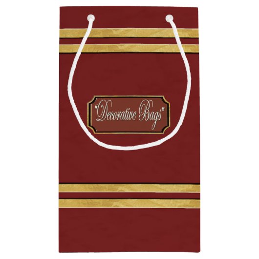 Maroon oder Red Gold Lines kleine Geschenktasche Geschenktüte (Rückseite)