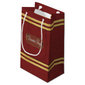 Maroon oder Red Gold Lines kleine Geschenktasche Geschenktüte (Rückseite Schrägansicht)