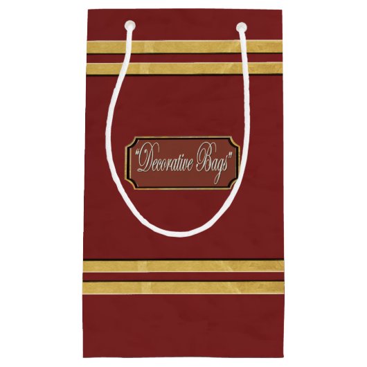 Maroon oder Red Gold Lines kleine Geschenktasche Geschenktüte (Vorderseite)