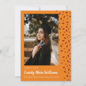 Maroon Orange Confetti Abschluss Ankündigung (Vorderseite)