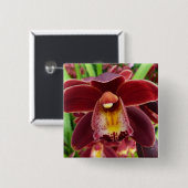 Maroon Orchids I Beautiful Red Floral Button (Vorne & Hinten)