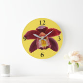 Maroon Orchids I Beautiful Red Floral Große Wanduhr (Zuhause)