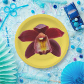 Maroon Orchids I Beautiful Red Floral Pappteller (Party)