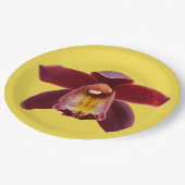 Maroon Orchids I Beautiful Red Floral Pappteller (Schrägansicht)