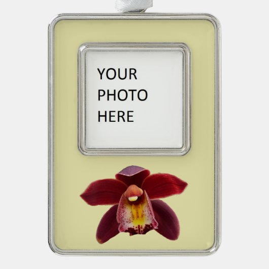 Maroon Orchids I Beautiful Red Floral Rahmen-Ornament Silber (Vorderseite)