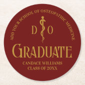 Maroon Osteopathic Medical School Graduation Party Runder Pappuntersetzer (Vorderseite)