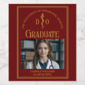 Maroon Osteopathic Medical School Graduation Party Weinetikett (Einzelnes Label)