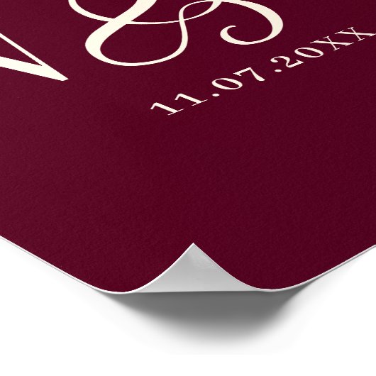 Maroon Paare erste Hochzeitsgeschenk Poster (Ecke)