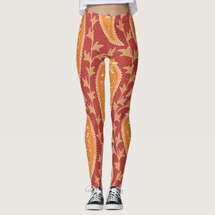 Maroon Paisley: Türkischer Cucumber-Ornament. Leggings