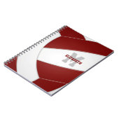 Maroon personalisiert Girls Jungs Volleyball Notizblock (Linke Seite)