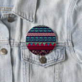 Maroon Pfau Boho-Stammes-Streifenmuster Button (Beispiel)