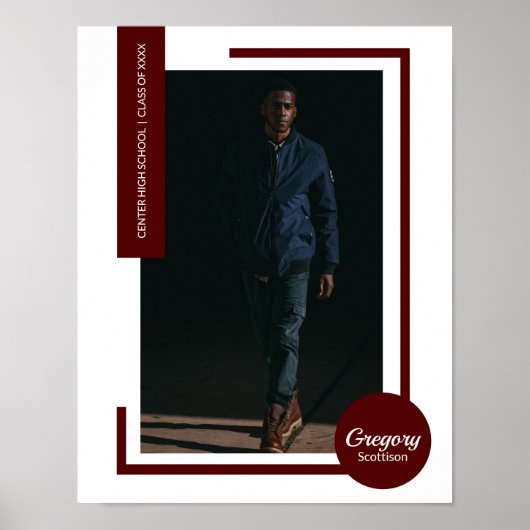 Maroon Photo Modern Graduation Poster (Vorne)