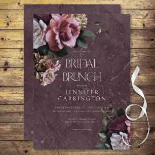 Maroon & Pink Floral Modern Bridal Brunch Einladung