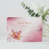 Maroon Pink Floral Modern Menu UAWG RSVP Karte (Stehend Vorderseite)