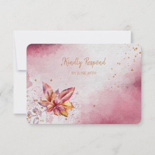 Maroon Pink Floral Modern Menu UAWG RSVP Karte (Vorderseite)