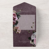 Maroon & Pink Floral Modernes Abendessen All In One Einladung (Außenbereich)