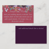 Maroon Pink Floral Wedding Template Begleitkarte (Vorne/Hinten)