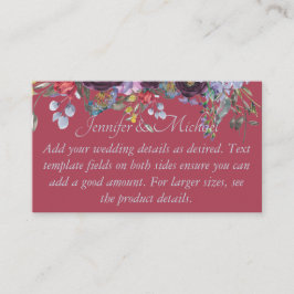 Maroon Pink Floral Wedding Template Begleitkarte