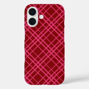 Maroon Pink Karo Gitter Karomuster Design  iPhone 16 Hülle