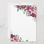 Maroon Pink Rose Floral Greenery Birthday Einladung (Rückseite)