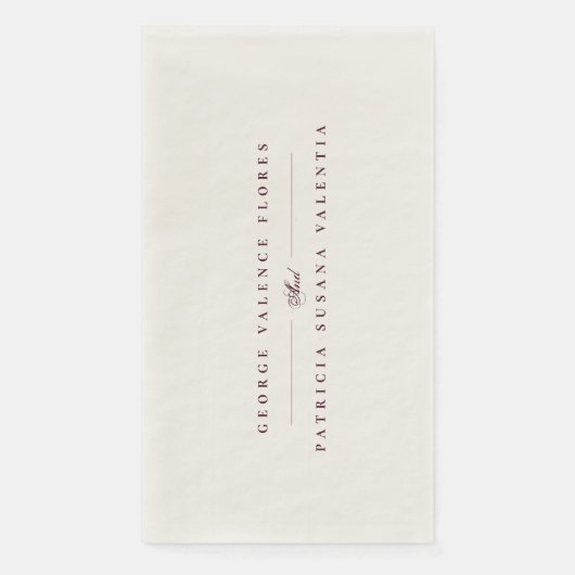 Maroon Plum Formal Calligraphy Elegant Wedding Serviette (Vorderseite)