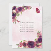 Maroon Plum Red Gold Floral Princess Quinceañera Einladung (Rückseite)