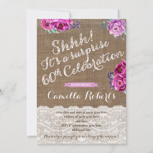 Maroon Plum Surprise 50. Party Einladung (Vorderseite)