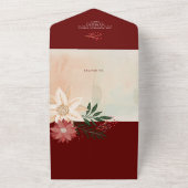 Maroon Poinsettia Foto Collage Frohe Weihnachten All In One Einladung (Außenbereich)