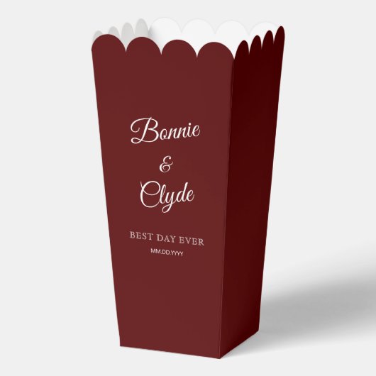 Maroon Popcorn-Geschenkbox für elegante Feiern Geschenkschachtel (Vorderseite)