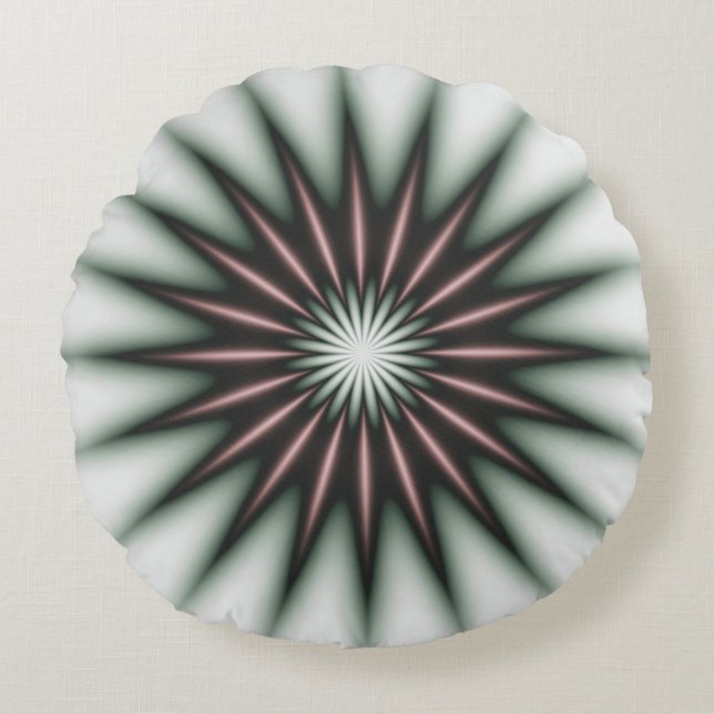Maroon Radiant Pattern Rundes Kissen (Vorderseite)