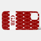 Maroon-Raute-Gitter mit Monogramm Case-Mate iPhone Hülle (Rückseite (Horizontal))
